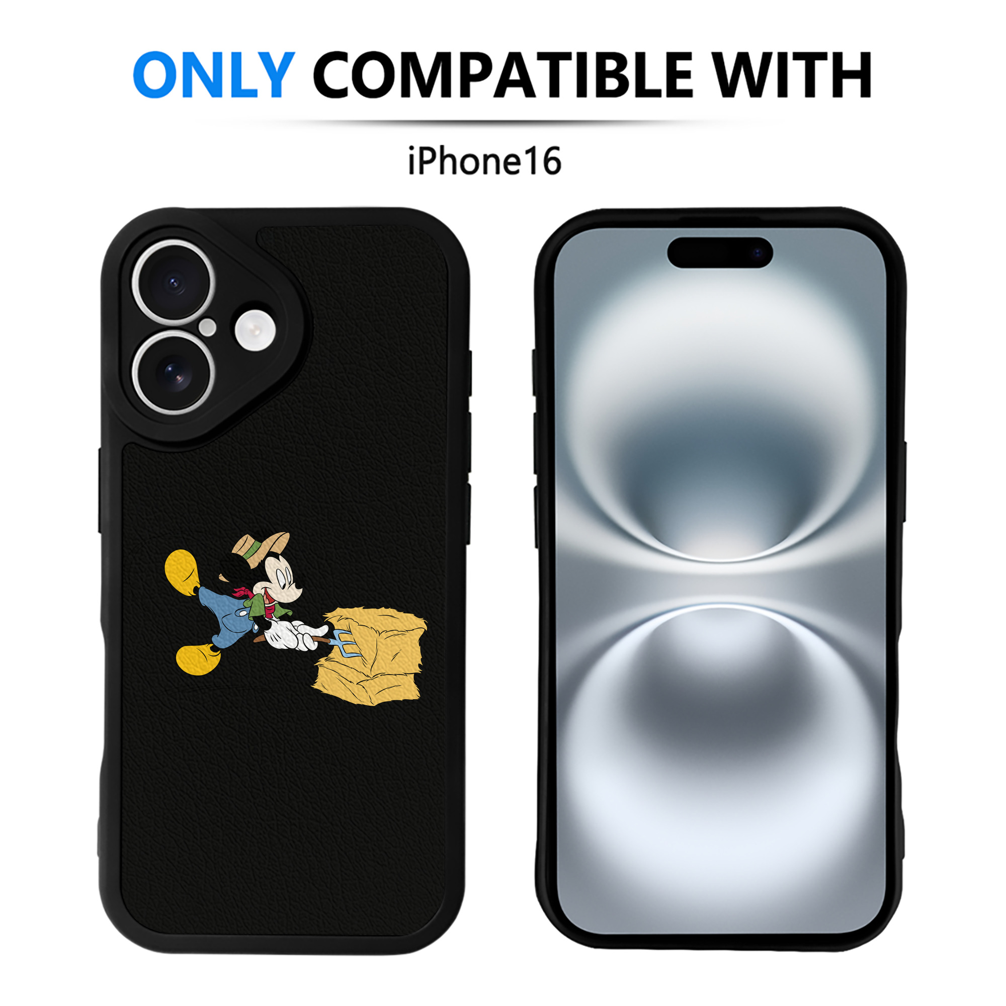 （画像用） ミッキーマウス Mickey Mouse 【iPhone 16シリーズ対応】シリコンスマホケース（レザー調） 材質：シリコン